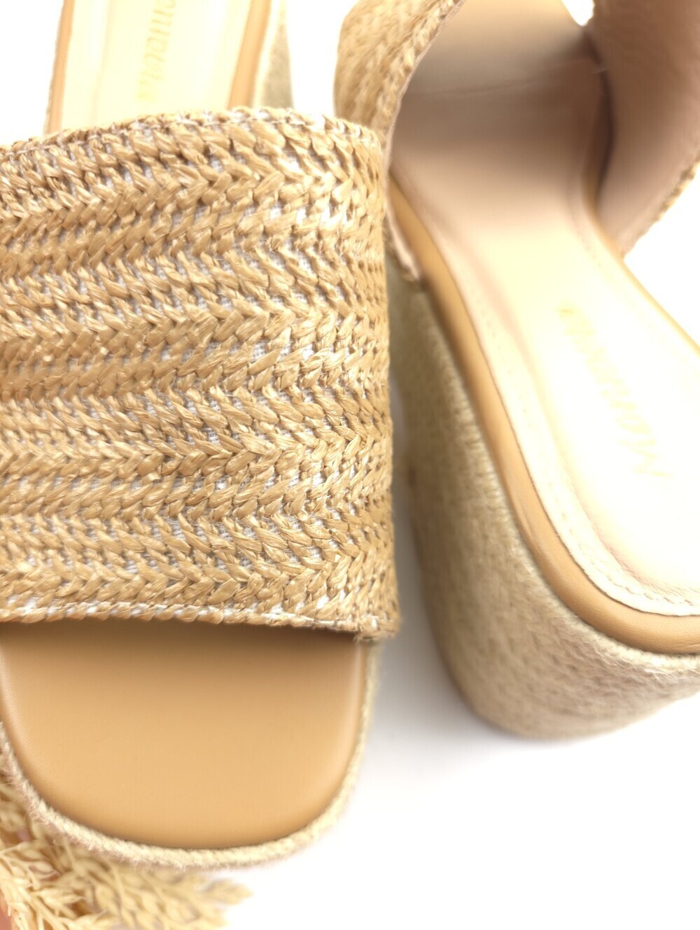 Woven Straw Platform Slide Sandals - Natural SZ 6½ M - Picture 7 of 9